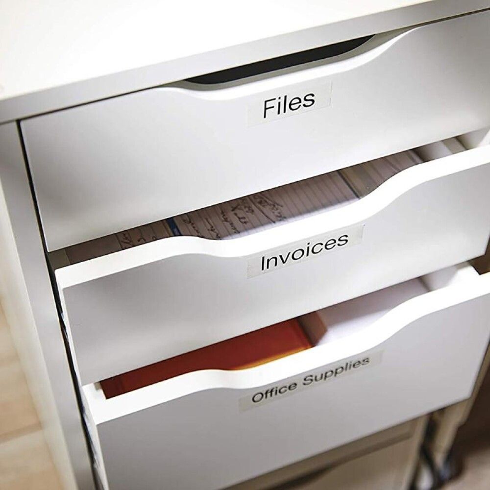 Límmiði fyrir DYMO D1 merkivél 19mm x 7m svartur/glær