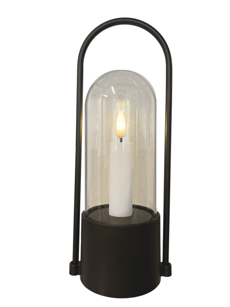 Lukt með LED kerti 25x10 cm svört