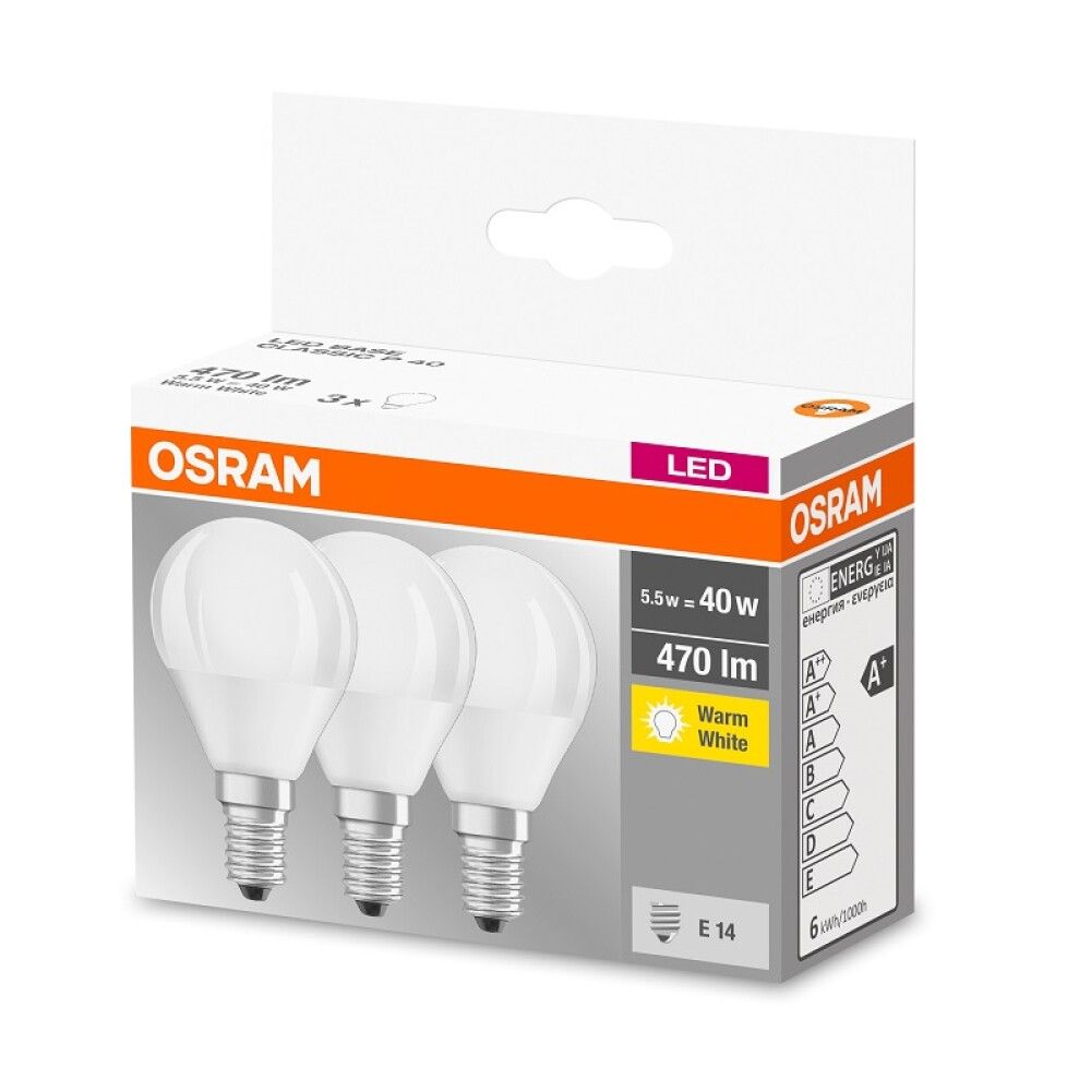 Ljósapera LED E14 2700K Osram 5,5W mött
