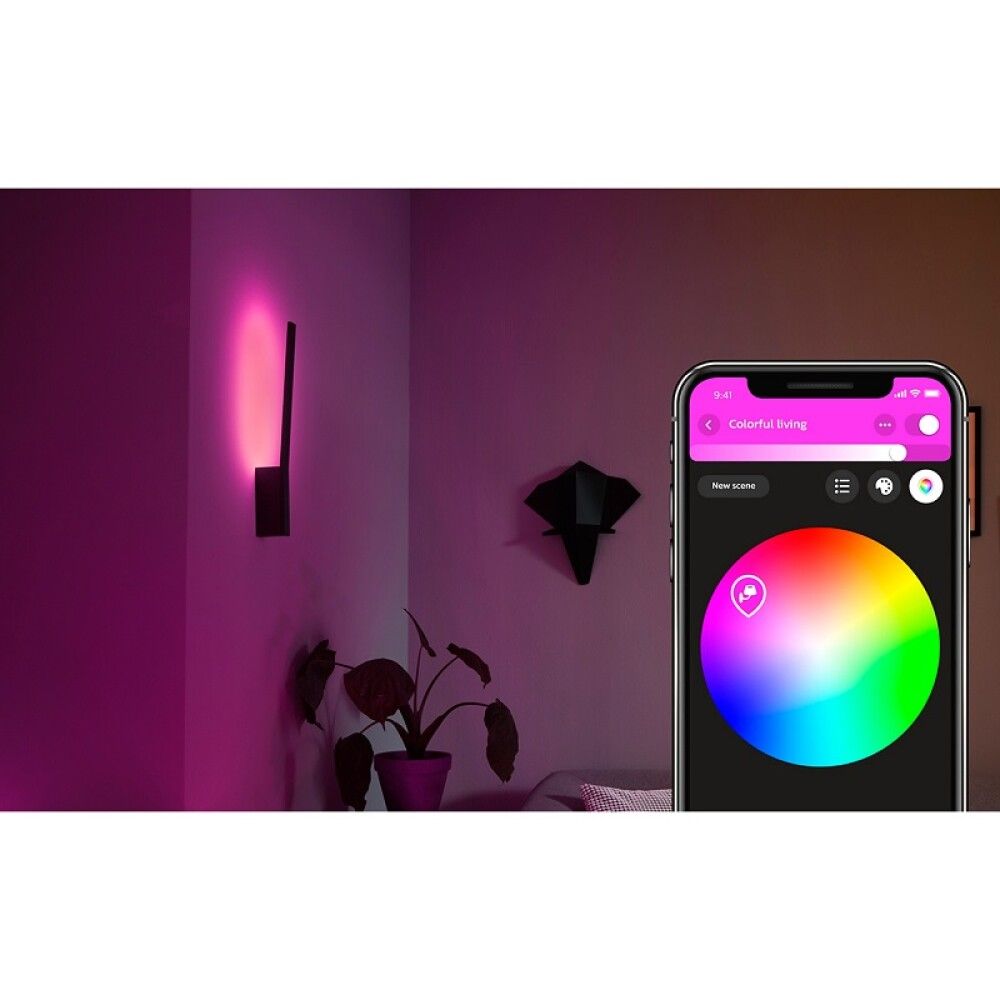 Veggljós LED Liane 12W Philips Hue WCA svart 56cm