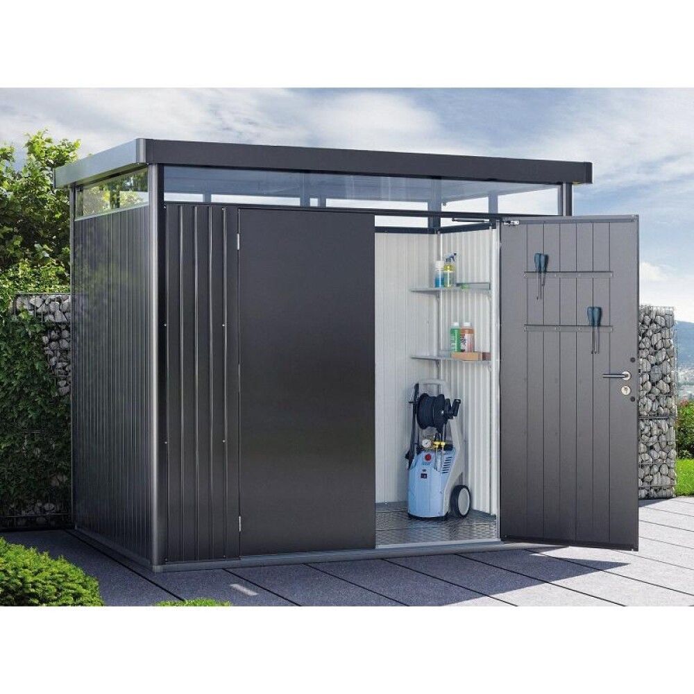 Geymsluskúr 6,35m² Highline H4 dök grár tvöföld hurð