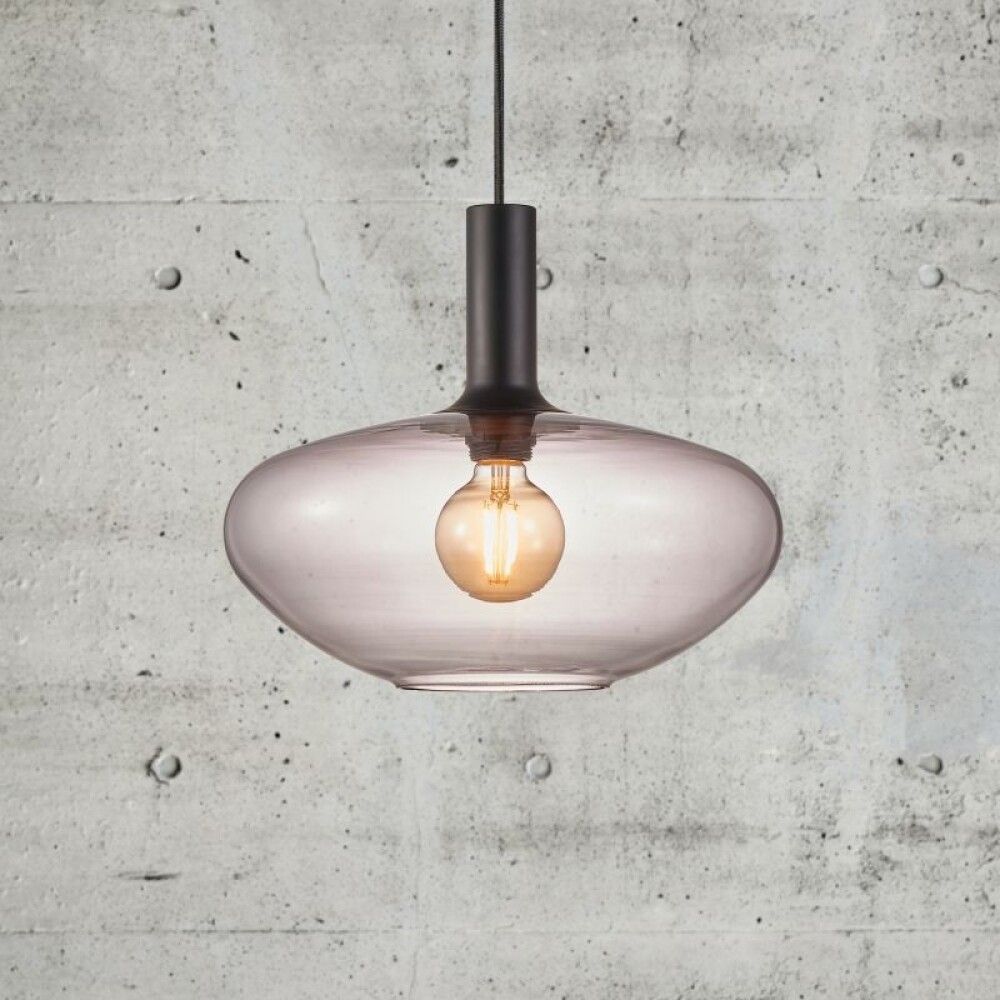 Hangandi ljós E27 Alton reykt gler Ø35 cm