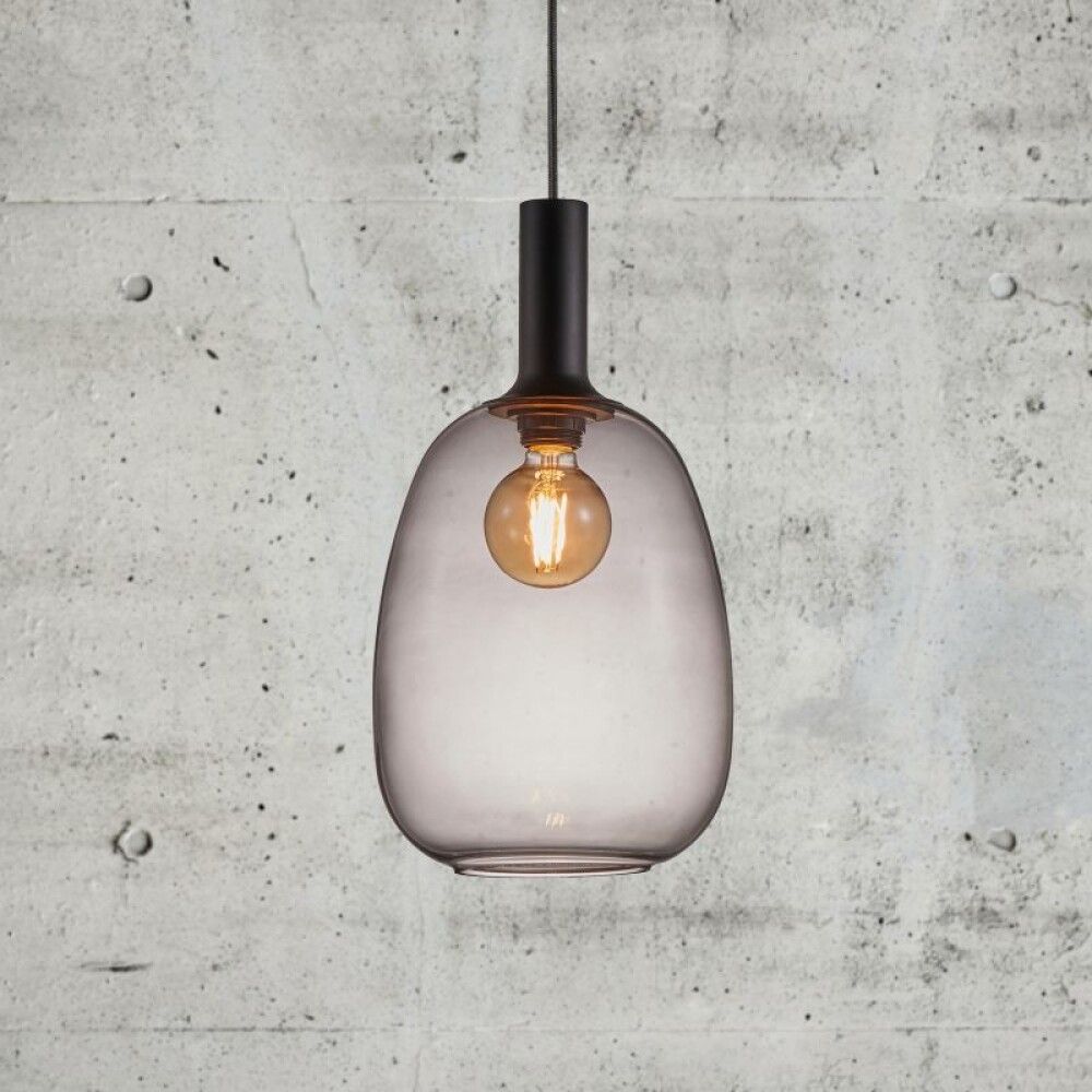Hangandi ljós E27 Alton reykt gler Ø23 cm