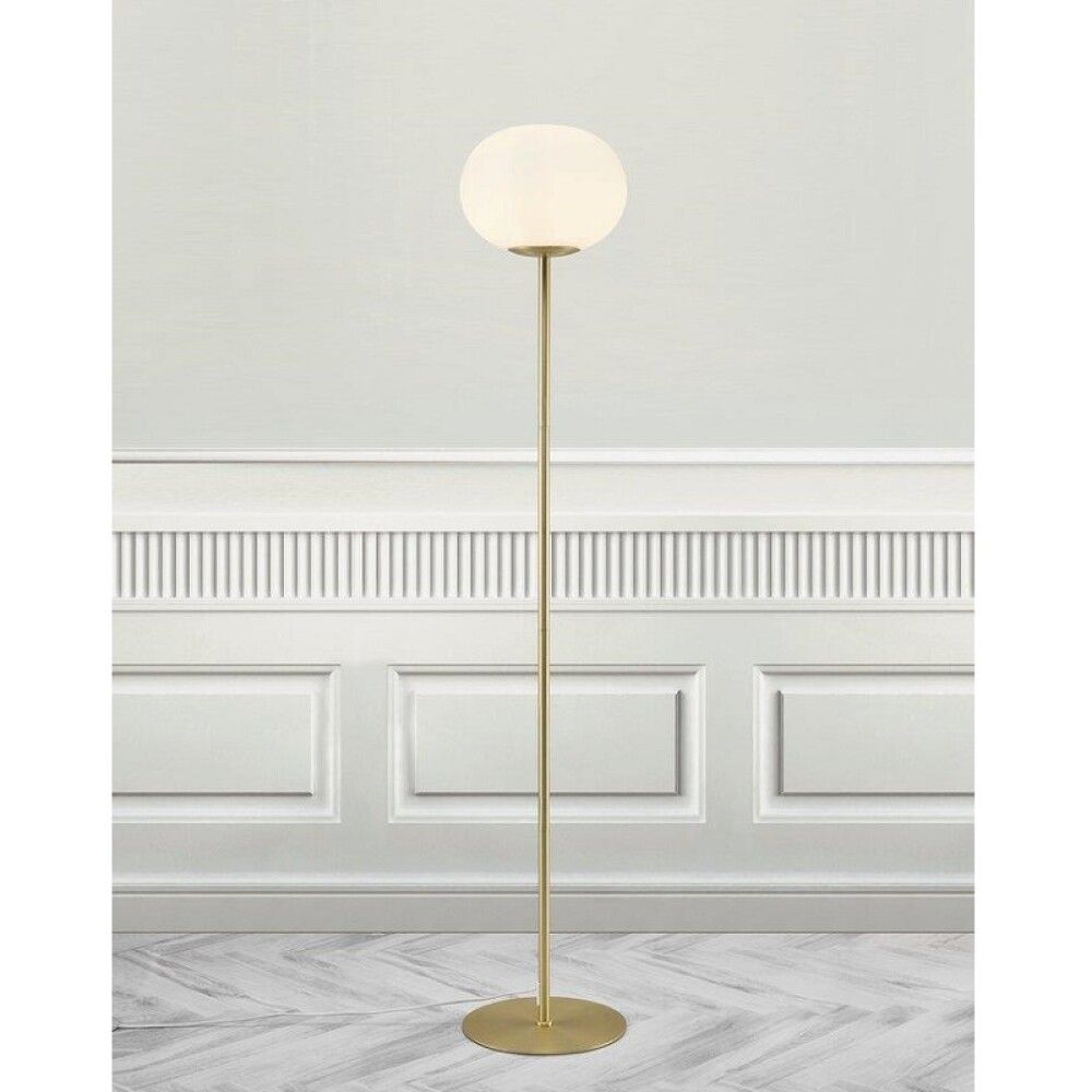 Gólflampi E27 Alton ópalhvítur 150 cm