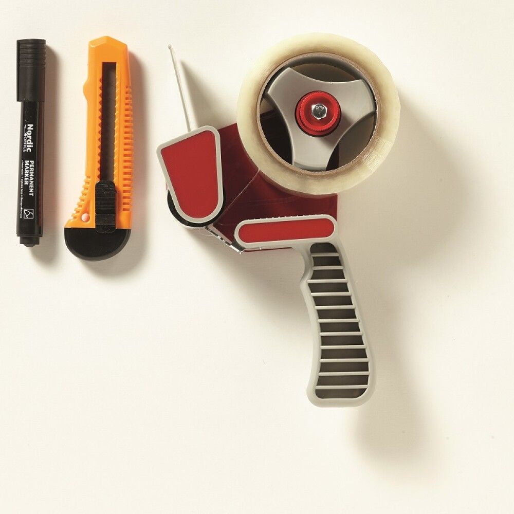 Innpökkunarsett með hníf túss og límbandsbyssu