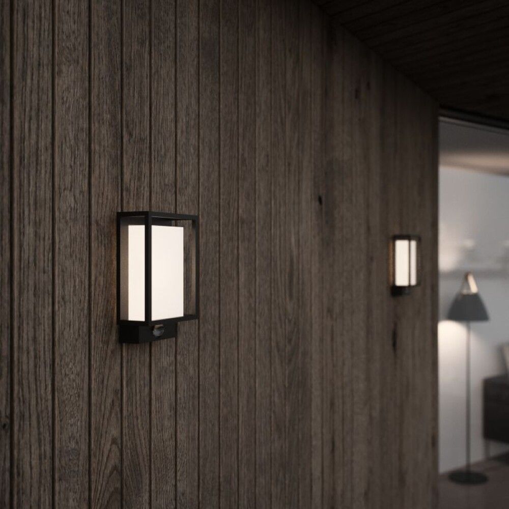 Veggljós með skynjara LED Nestor svart 22,1x14,7 cm