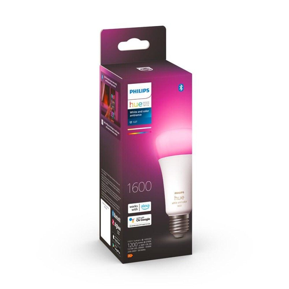 Ljósapera E27 13,5W Philips Hue White & Color Ambiance