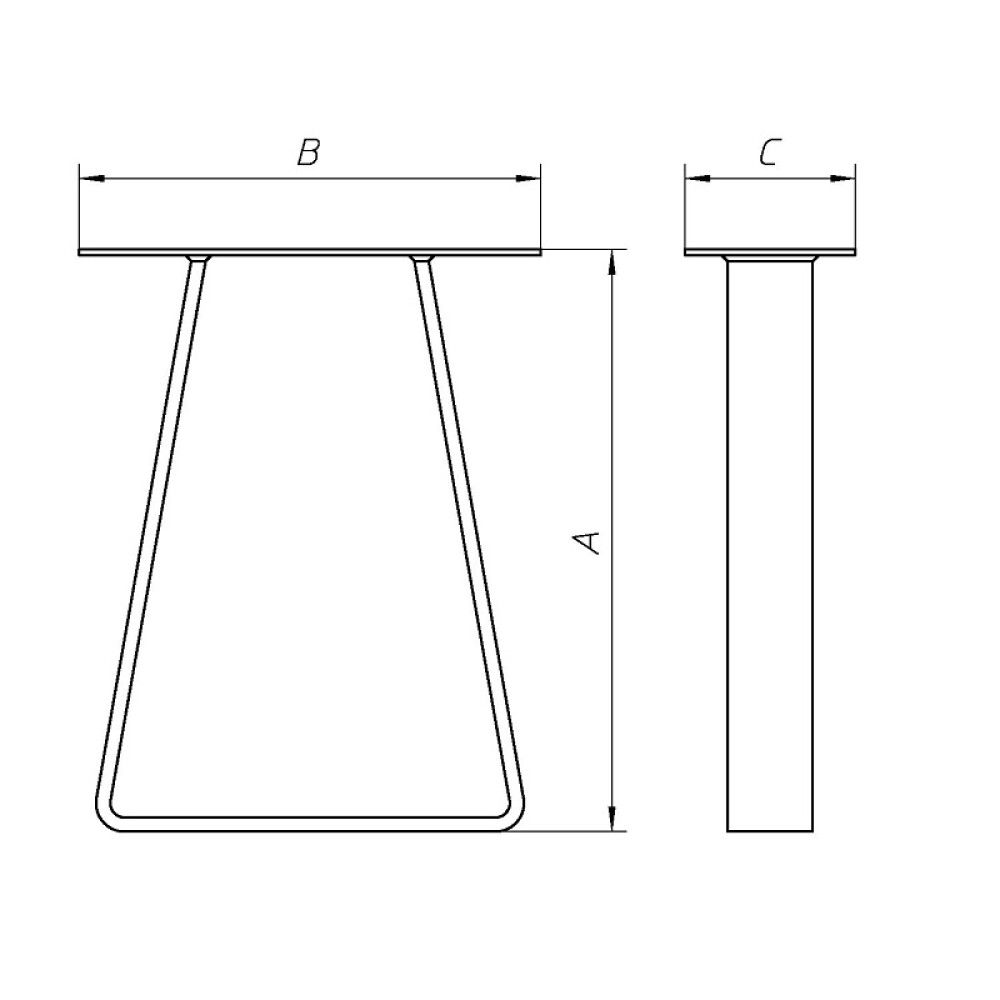 Borðfótur trapísulaga H:710 B:800 mm svartur