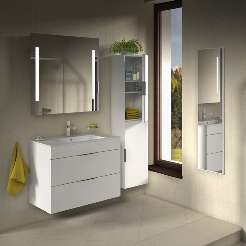 Baðinnrétting með handlaug 64 cm Laufen Cube hvít