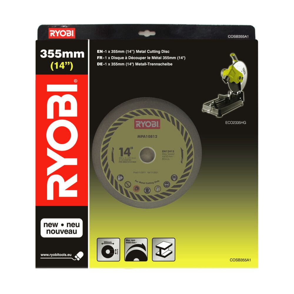 Málmskurðardiskur 35,5cm Ryobi COSB355A1