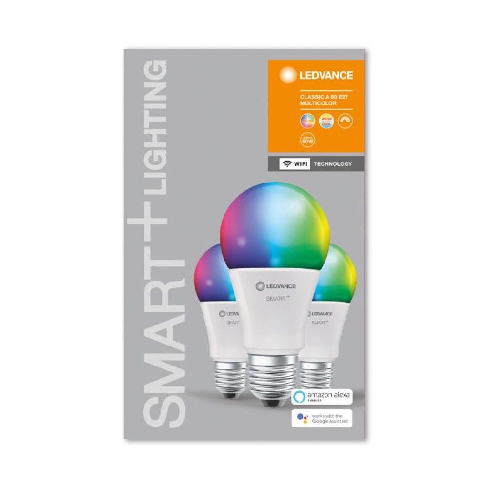 Snjallpera 3 stk LED E27 RGBW Ledvance Smart+ 9W Ø60 mm