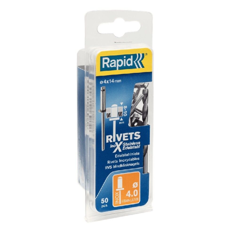 Hnoð 4x14 mm ryðfrítt stál 50 stk Rapid