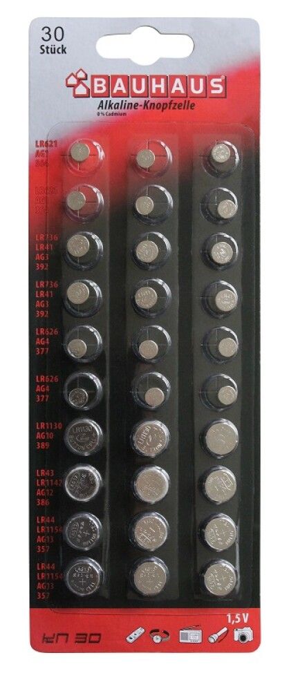 Rafhlöður hnappar BAUHAUS 30stk