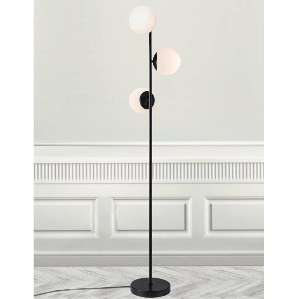 Gólflampi E14 Lilly svartur/ópal 150 cm