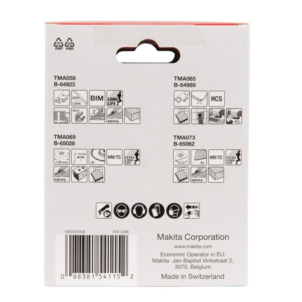 Flísaaukahlutasett fyrir fjölnotavél Makita B-67496 4stk