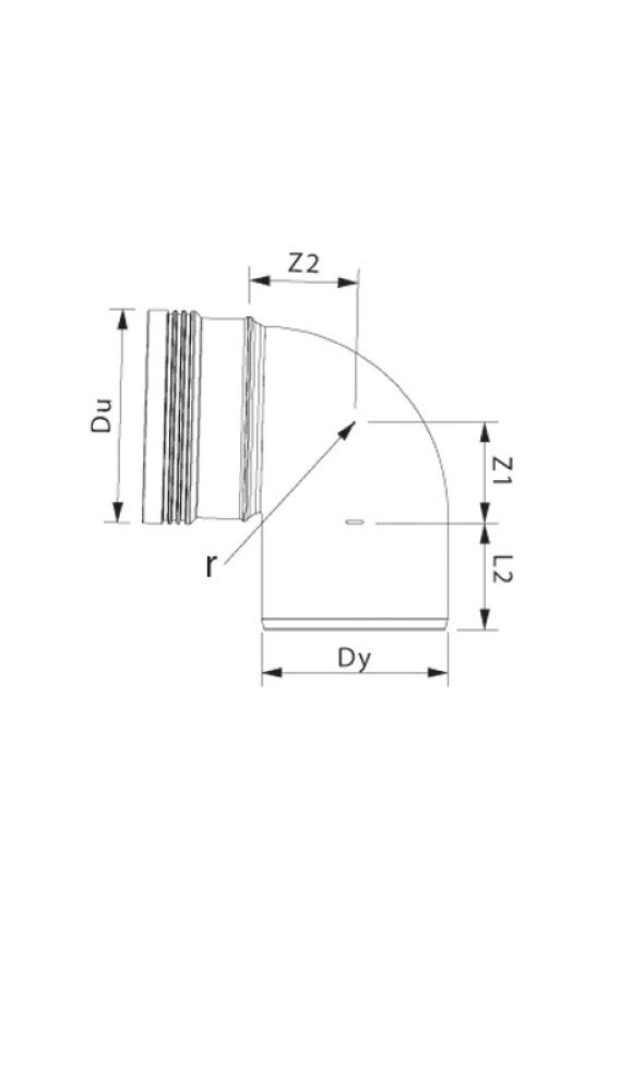 Beygja PP Ø40mm 88,5° Wafix hvít