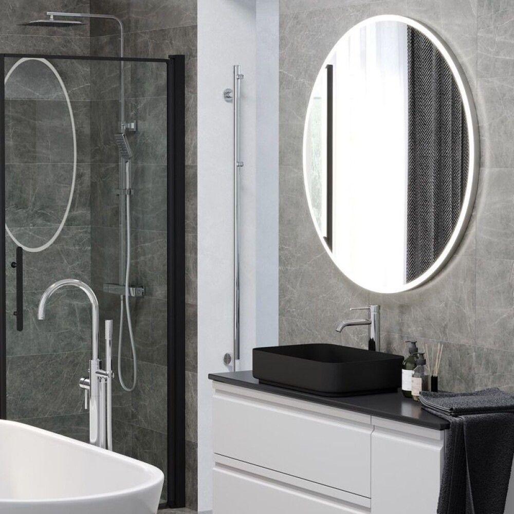 Spegill hringlaga LED rammi 100 cm Skärgård