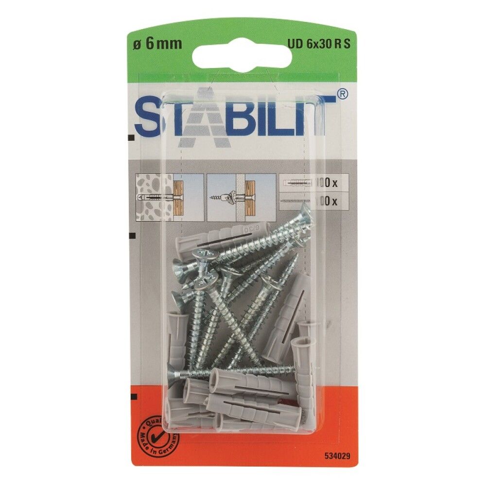 Tappi alhliða 6x30mm Stabilit 10stk með skrúfum