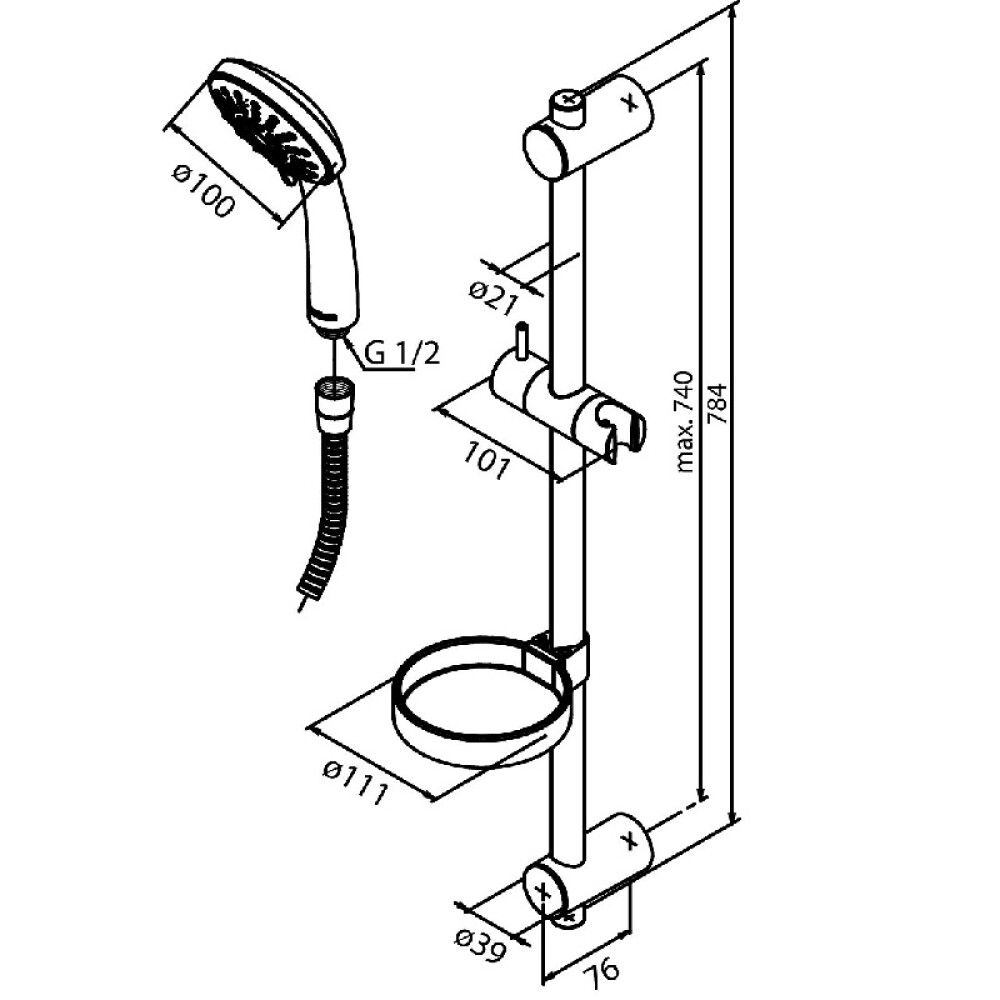 Handsturta og veggfesting Damixa Fair Jet Flex