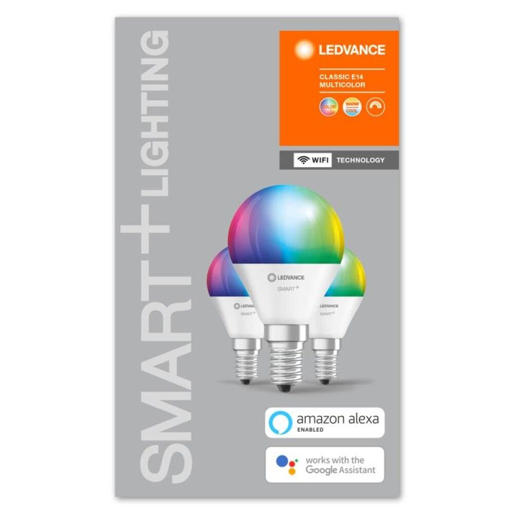 Snjallpera 3 stk LED E14 RGBW Ledvance Smart+ 4,9W Ø46 mm