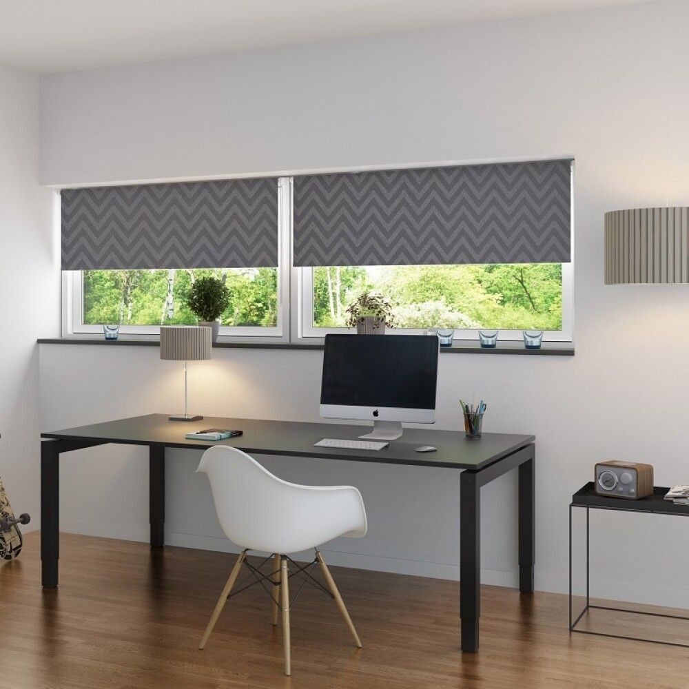 Myrkvunarrúllugardína 90x210 cm Zig Zag grá