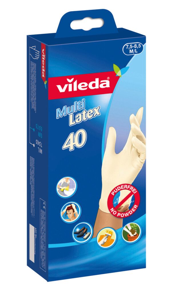 Latex hanskar str. M/L Vileda Multi 40stk