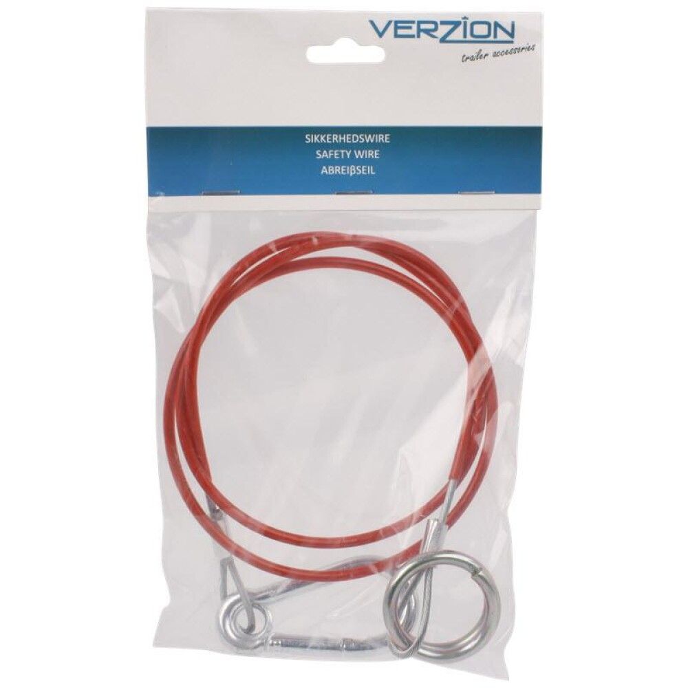 Öryggisvír fyrir kerru rauður með hring 100 cm