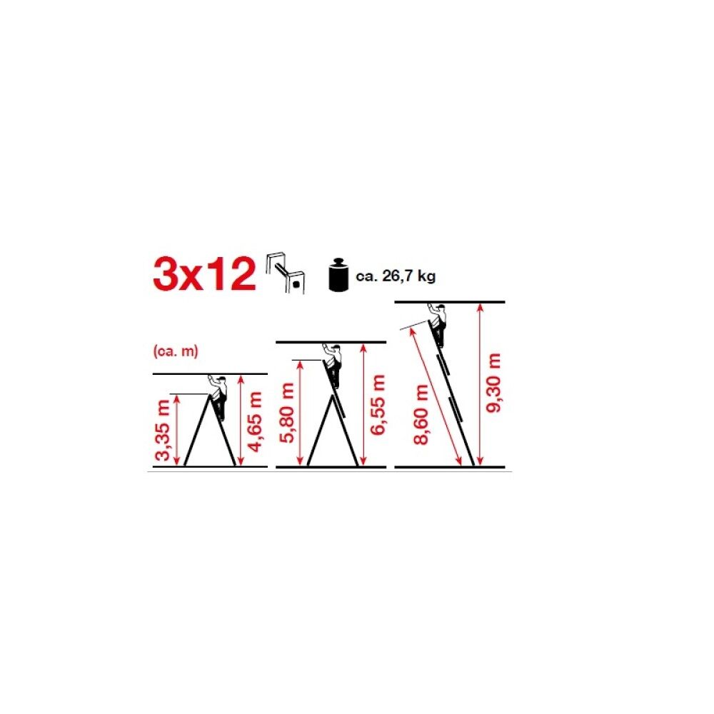 Álstigi og trappa 3x12 þrep Krause 8,6m