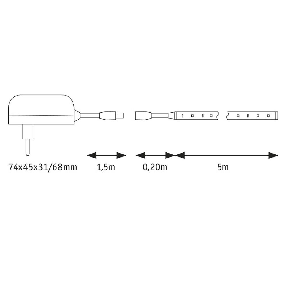 Ljósborðasett SimpLED 5m Paulmann köld hvít birta