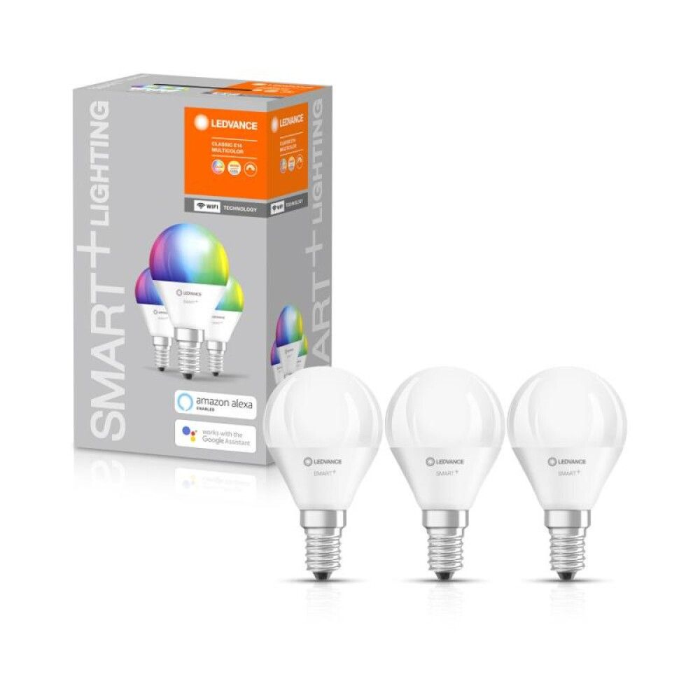 Snjallpera 3 stk LED E14 RGBW Ledvance Smart+ 4,9W Ø46 mm