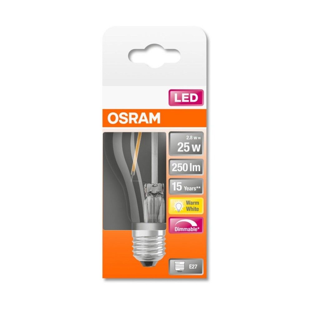 Ljósapera LED E27 2700K Osram 2,8W Ø6 mm