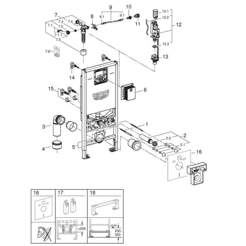 Innbyggður salerniskassi 113cm Rapid SLX Grohe
