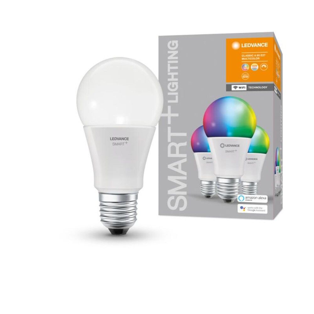 Snjallpera 3 stk LED E27 RGBW Ledvance Smart+ 9W Ø60 mm