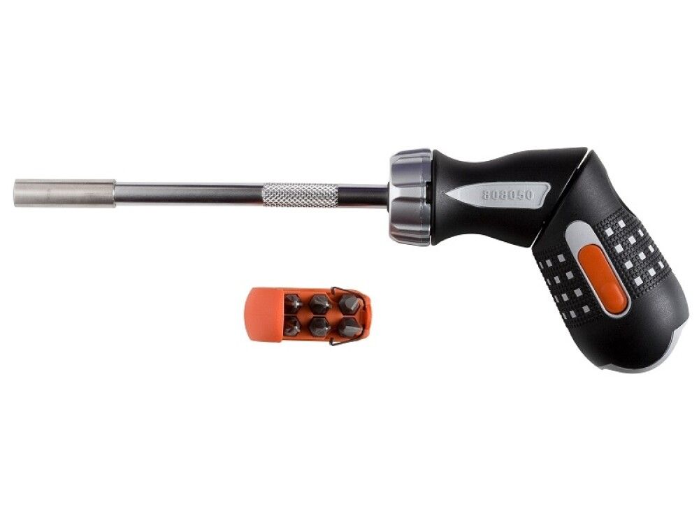 Bitaskrúfjárn 1/4" með skralli og 6 bitum Bahco