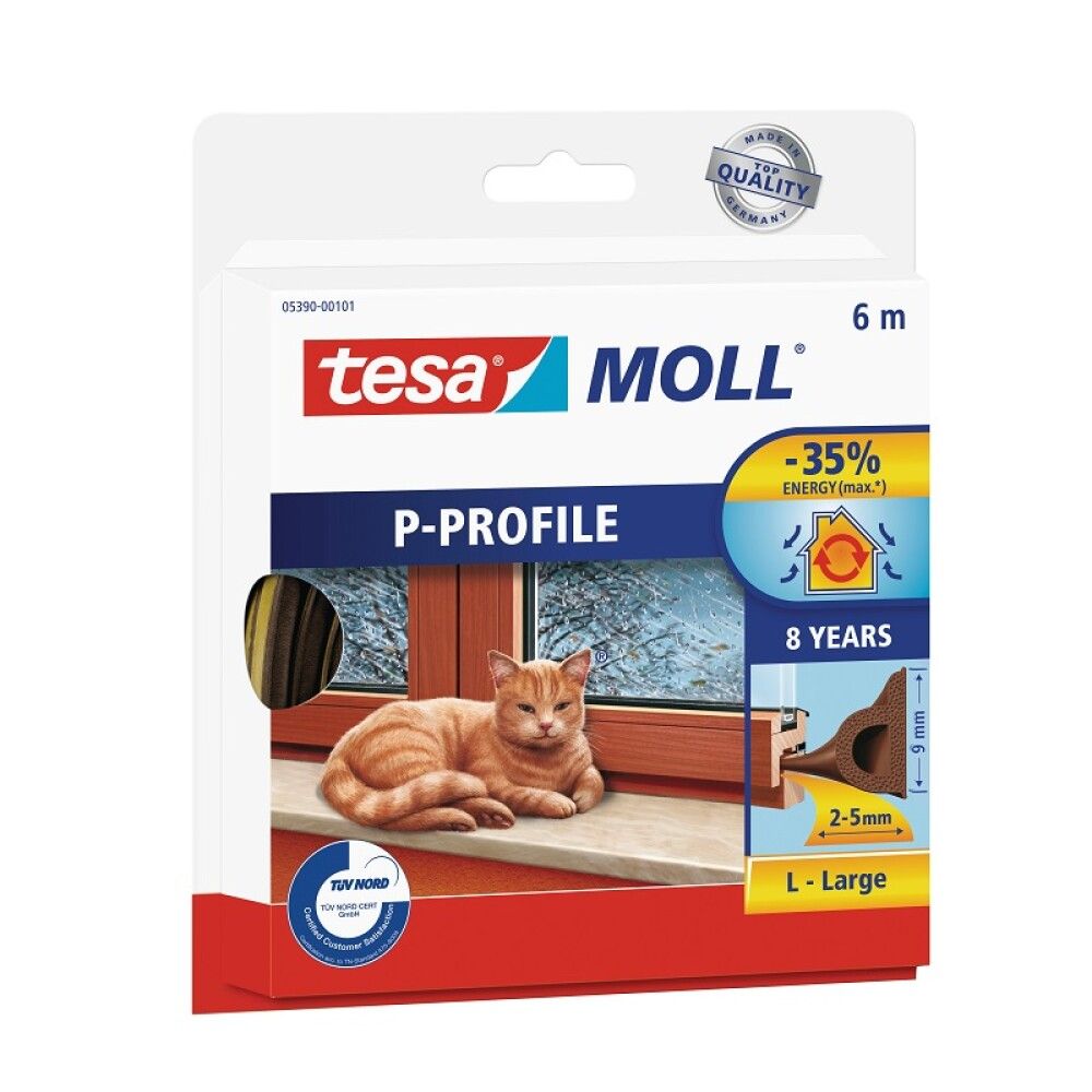 Þéttiborði-P 9x5,5mm x 6m Tesa brúnn