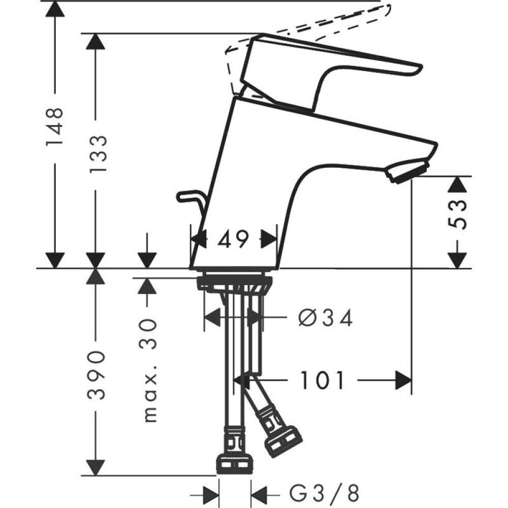 Handlaugartæki Hansgrohe Ecos M Króm með botnventil