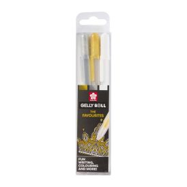 Gelpennar sett Gelly Roll Gold Silver White
