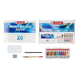 Vatnslitir Combi sett 8x12ml + teikniblokk + pennslar