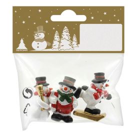 Jólaskraut snjókallar 4 cm 3 stk