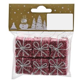 Jólaskraut gjafir 5x2,5 cm 6 stk rautt