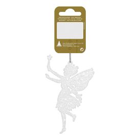 Jólatrésskraut engill 6,5x11 cm hvítur