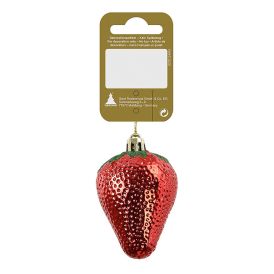 Jólatrésskraut jarðarber plast 6 cm rautt