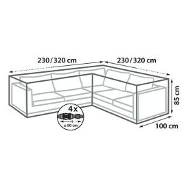 Yfirbreiðsla fyrir hornsófa 230x320x95x85 cm Sunfun svört