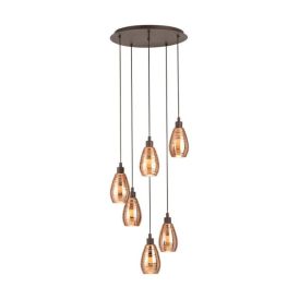 Loftljós, Siracusa, 6x60W, E27 frá Eglo, brons/gler, þv. 50c