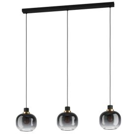 Hangandi ljós 3xE27 Oilella svart/reyk