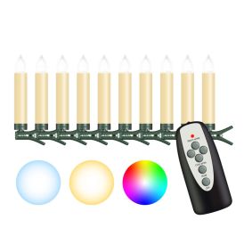 Kertaljós á jólatré þráðlaus 10stk RGBW