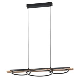 LED borðstofuljós Boyal 2x12,5W 1x15,5W Eglo ryðlitað tré
