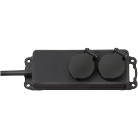 Fjöltengi 2x230V 2m svart IP44