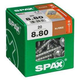 Tréskrúfa breiður haus TX40 Ø8x80 mm 20 stk Spax wirox