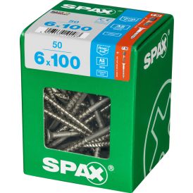 Tréskrúfur TX30 Ø6x100 mm 50 stk Spax A2